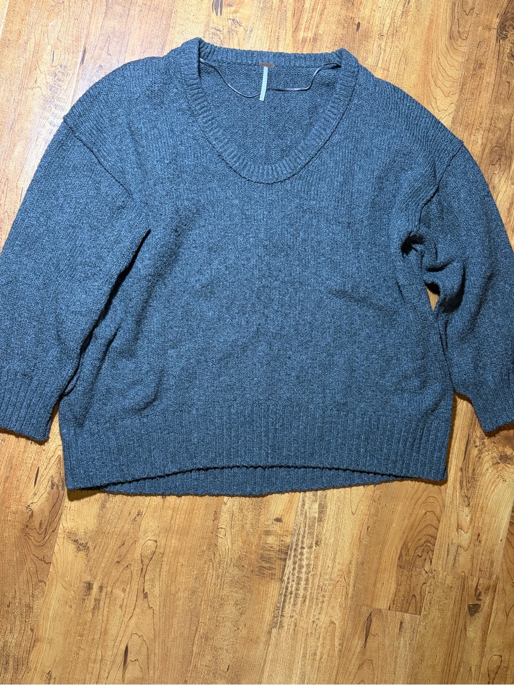 Free People Charcoal Oversized Crewneck Sweater